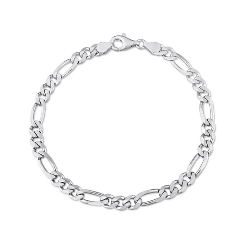 Figaro Chain Anklet in Sterling Silver