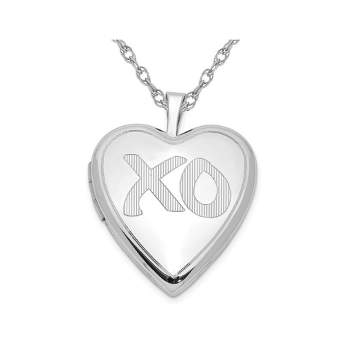 Image 1 of 4.. XO Heart Locket in Sterling Silver with Chain