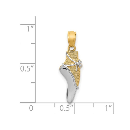Pendentif à breloque de ballet et d'inclinaison en or jaune et blanc 14K K