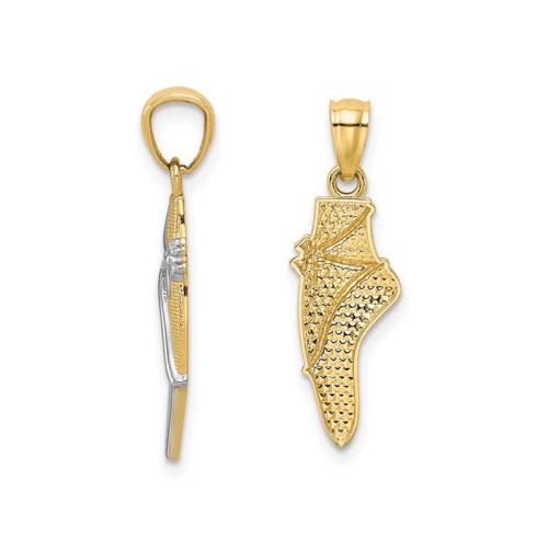 Pendentif à breloque de ballet et d'inclinaison en or jaune et blanc 14K K