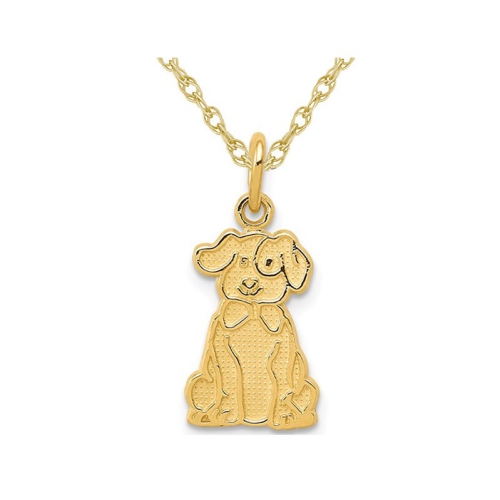 Image 1 de 4.. Collier à pendentif en or jaune 10K ct avec breloque en forme de chiot et chaîne