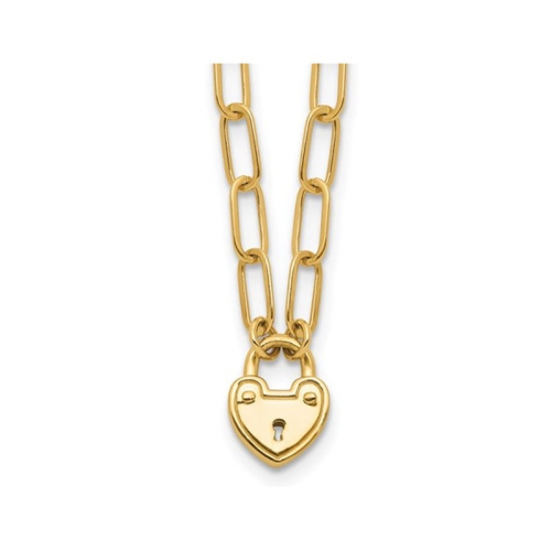 Image 1 de 4.. Collier à pendentif en or jaune 14K K avec breloque en forme de coeur et chaîne