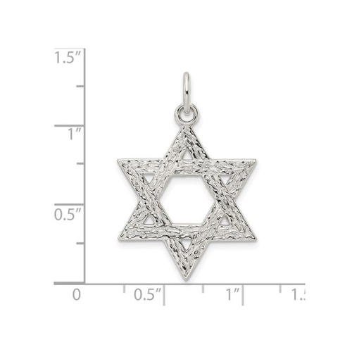 Sterling Silver Textured Star of David Pendant Necklace with Chain