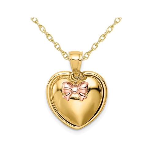 Image 1 de 4.. Collier à pendentif en or jaune 14K ct avec chaîne I LOVE You de Heart Charm
