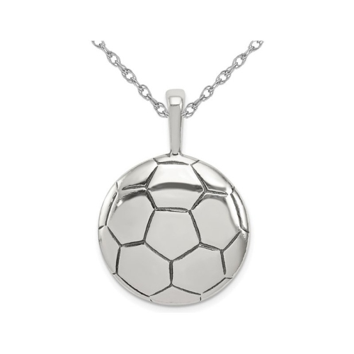 Image 1 de 4.. Collier à pendentif avec chaîne, ballon de soccer classique en argent sterling