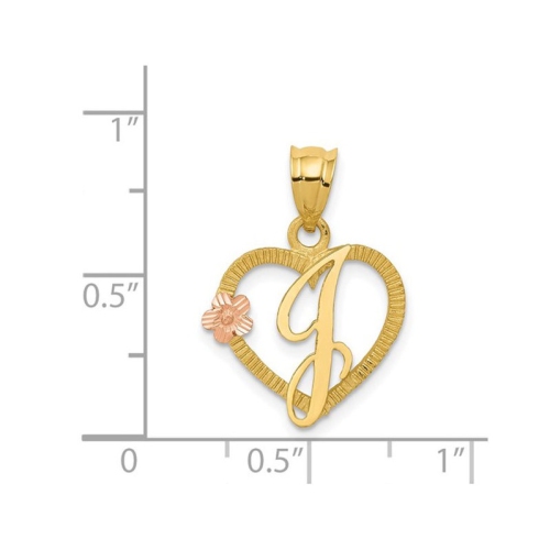 14K Yellow Gold Initial -J- Heart Necklace Pendant Charm with Chain