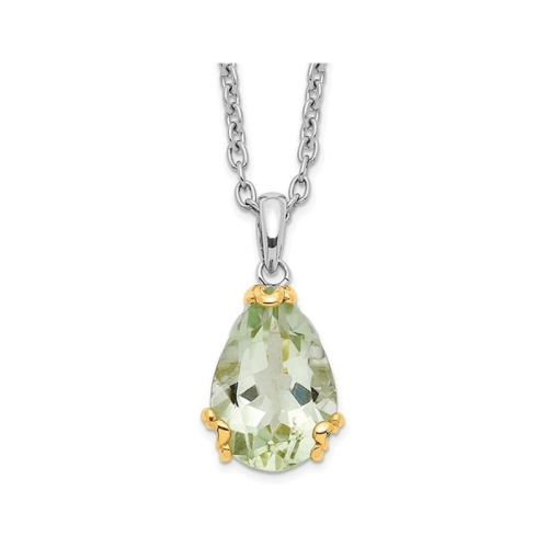 Image 1 of 4.. 4.97 Carat Green Quartz Pendant Necklace in Sterling Silver with Chain