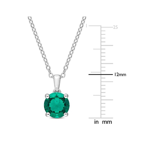 1.15 Carat Lab-Created Emerald Solitaire Pendant Necklace in Sterling Silver with Chain