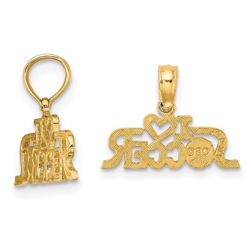 Collier à pendentif en or jaune 10K ct avec chaîne à breloque en forme de COEUR I SOCCER