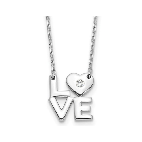 Sterling Silver LOVE Heart Necklace with Chain