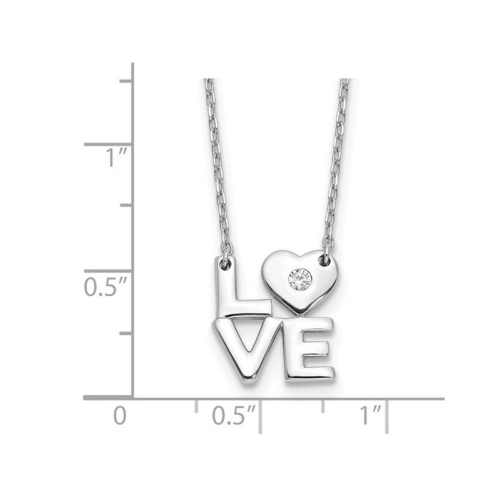 Sterling Silver LOVE Heart Necklace with Chain