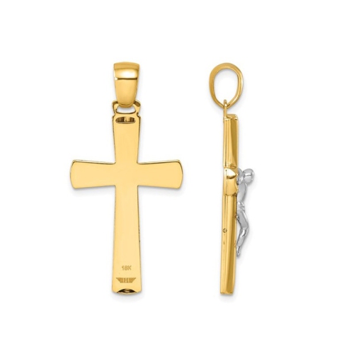 18K Yellow Gold Cross Crucifix Pendant Necklace with Chain