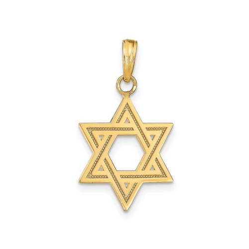 GEM AND HARMONY  Star Of David Pendant In Satin 14K Gold (No Chain) In Yellow