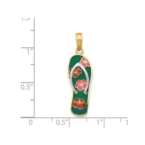 14K Yellow Gold 3D Flip-Flop Sandal Charm Pendant