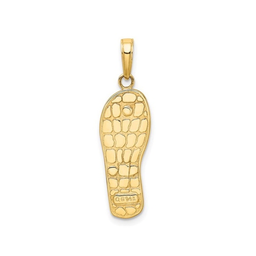 14K Yellow Gold 3D Flip-Flop Sandal Charm Pendant