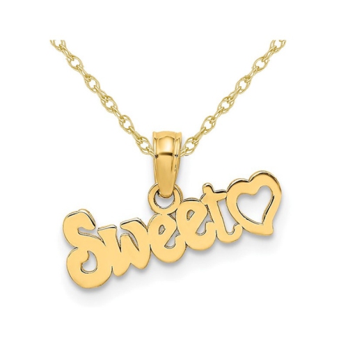 Image 1 of 5.. 10K Yellow - Sweet Heart - Pendant Necklace Charm with Chain