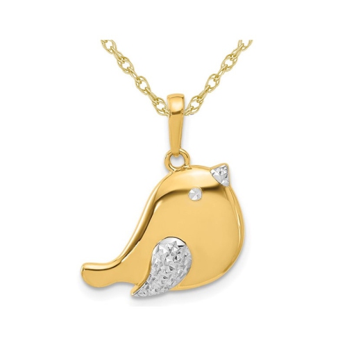 GEM AND HARMONY  14K Gold Bird Charm Pendant Necklace With Chain In Yellow