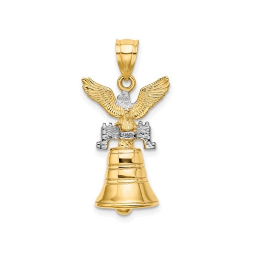Pendentif en or jaune 14K ct avec breloque d'aigle à la Liberté