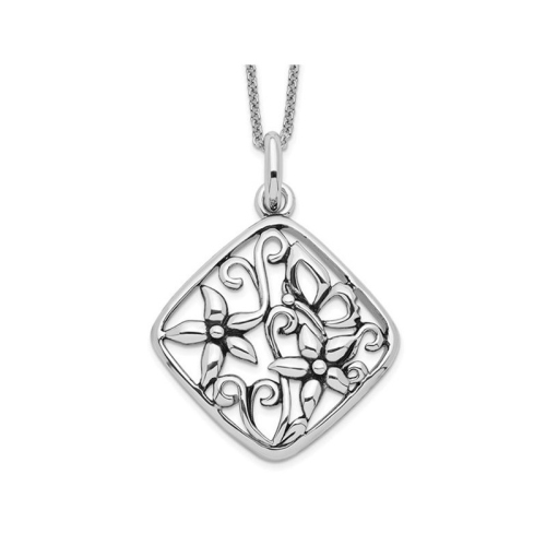 GEM AND HARMONY  I Appreciate You Mom Pendant Necklace In Antiqued Sterling With Chain In Silver