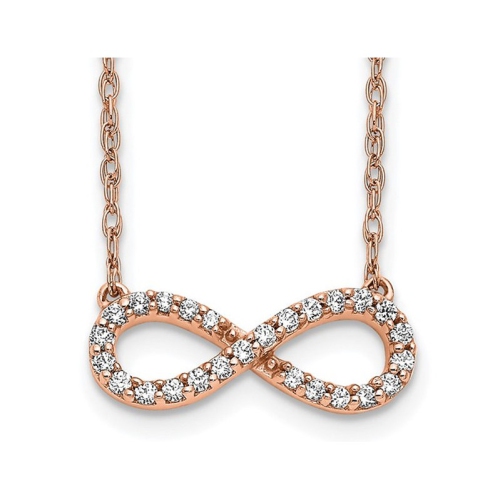 Image 1 de 4.. Collier Infinity en or rose 10K ct avec chaîne et diamants 1/7&nbsp;carat
