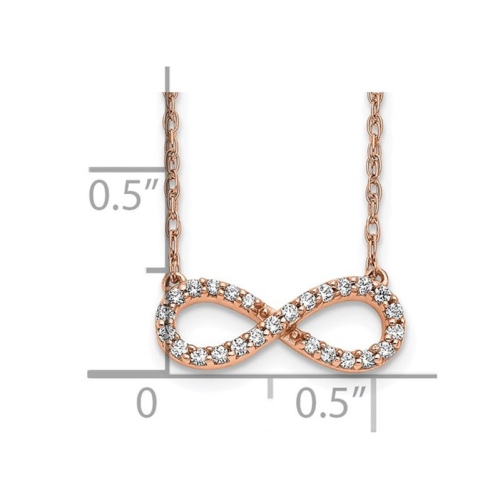 1/7 Carat Diamond Infinity Necklace in 10K Rose Pink Gold with Chain