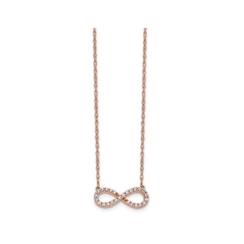 1/7 Carat Diamond Infinity Necklace in 10K Rose Pink Gold with Chain