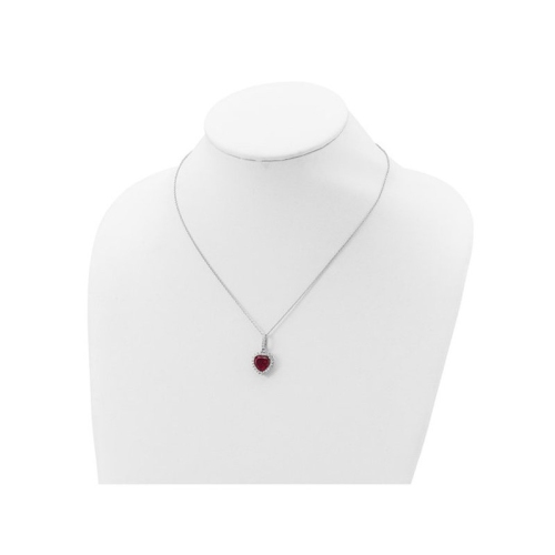 4.75 Carat Lab-Created Ruby Heart Pendant Necklace in Sterling Silver with Chain