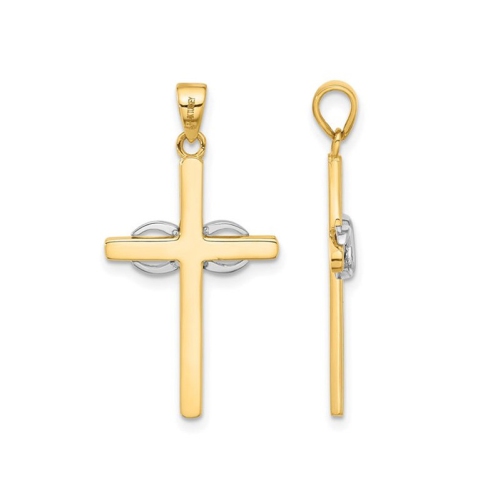 14K Yellow Gold Infinity Cross Pendant Necklace with Chain