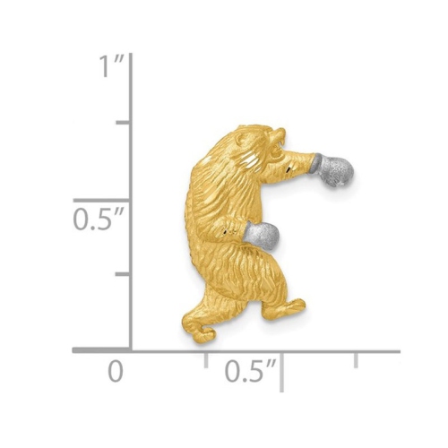 14K Yellow Gold Boxing Bear Charm Pendant Necklace with Chain