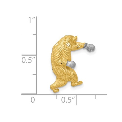 14K Yellow Gold Boxing Bear Charm Pendant Necklace with Chain