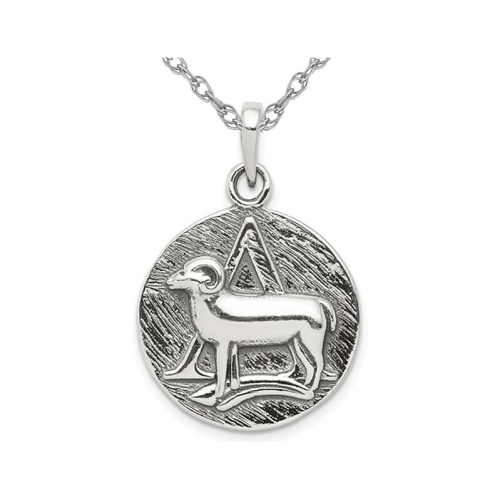 Image 1 de 5.. Collier à pendentif en argent sterling avec chaîne, breloque Bélier, astrologie et signe du zodiaque
