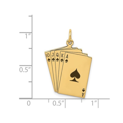 14K Yellow Gold Playing Cards Charm Pendant