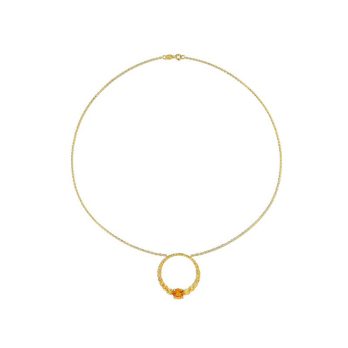 3.25 Carat Madeira Citrine Open Circle Pendant Necklace in Yellow Plated Sterling Silver with Chain