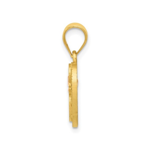 14K Yellow Gold Initial -E- Heart Necklace Pendant Charm with Chain