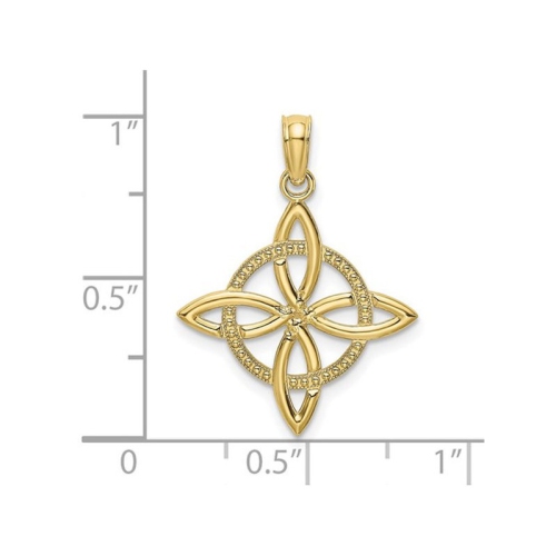 10K Yellow Gold Celtic Eternity Knot Charm Pendant Necklace with Chain
