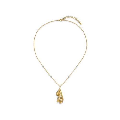 14K Yellow Gold Fancy Twisted Pendant Necklace with Chain
