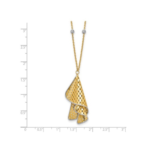 14K Yellow Gold Fancy Twisted Pendant Necklace with Chain
