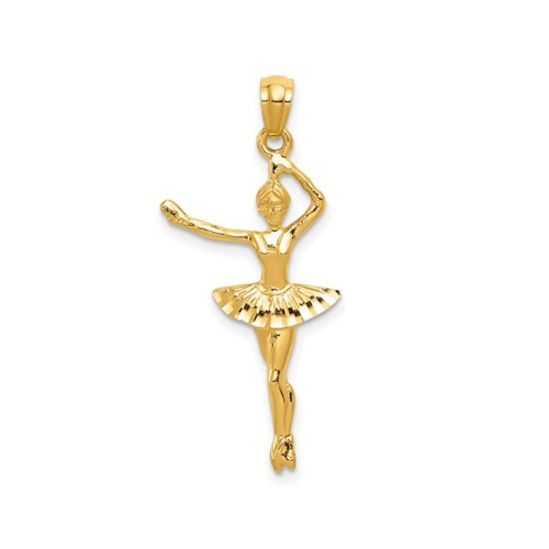 14K Yellow Gold Ballerina Charm Pendant