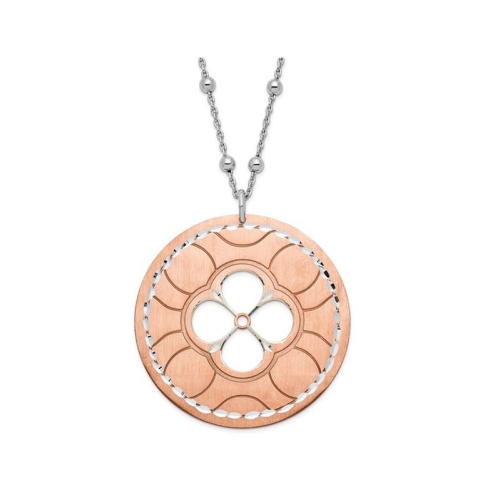Image 1 of 3.. Rose Plated Sterling Silver Circle Necklace Pendant with Chain
