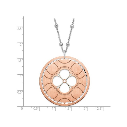 Rose Plated Sterling Silver Circle Necklace Pendant with Chain
