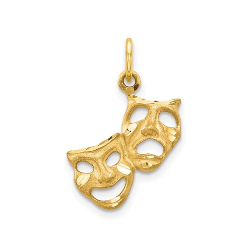 10K Yellow Gold Comedy Tragedy Charm Pendant
