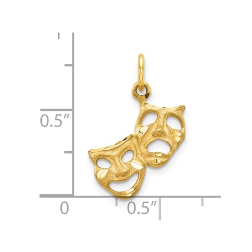 10K Yellow Gold Comedy Tragedy Charm Pendant