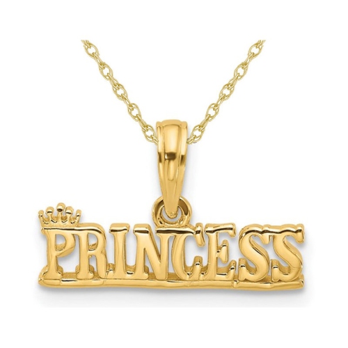 GEM AND HARMONY  14K Gold Princess Pendant Necklace With Chain In Yellow