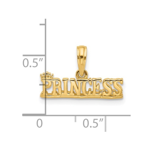 14K Yellow Gold Princess Pendant Necklace with Chain