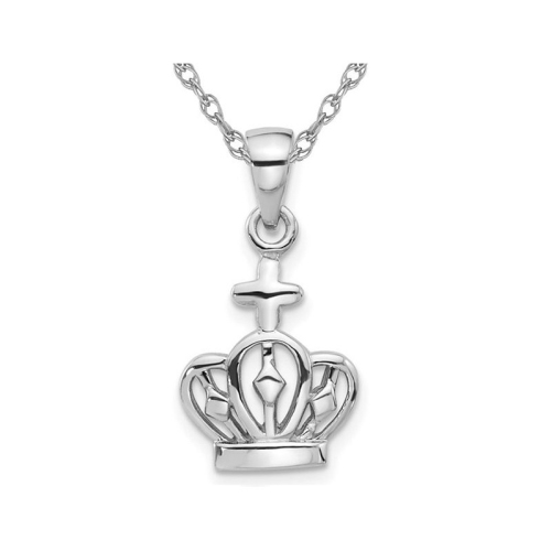 GEM AND HARMONY  Sterling Crown Charm Pendant Necklace With Chain In Silver
