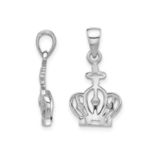 Sterling Silver Crown Charm Pendant Necklace with Chain