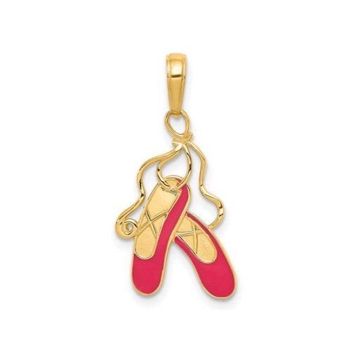 GEM AND HARMONY  14K Gold Ballet Slippers Charm Pendant (No Chain) In Yellow