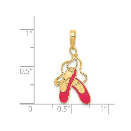 14K Yellow Gold Ballet Slippers Charm Pendant