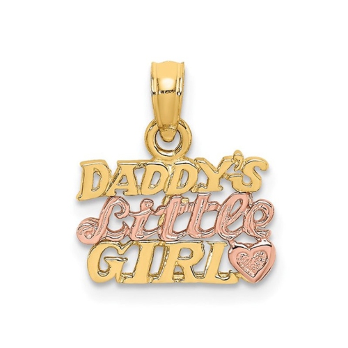 14K Yelllow and Rose Gold Daddys Little Girl Charm Pendant