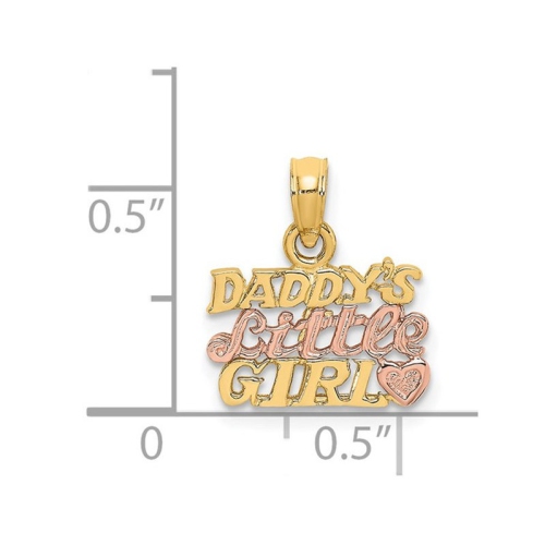 14K Yelllow and Rose Gold Daddys Little Girl Charm Pendant